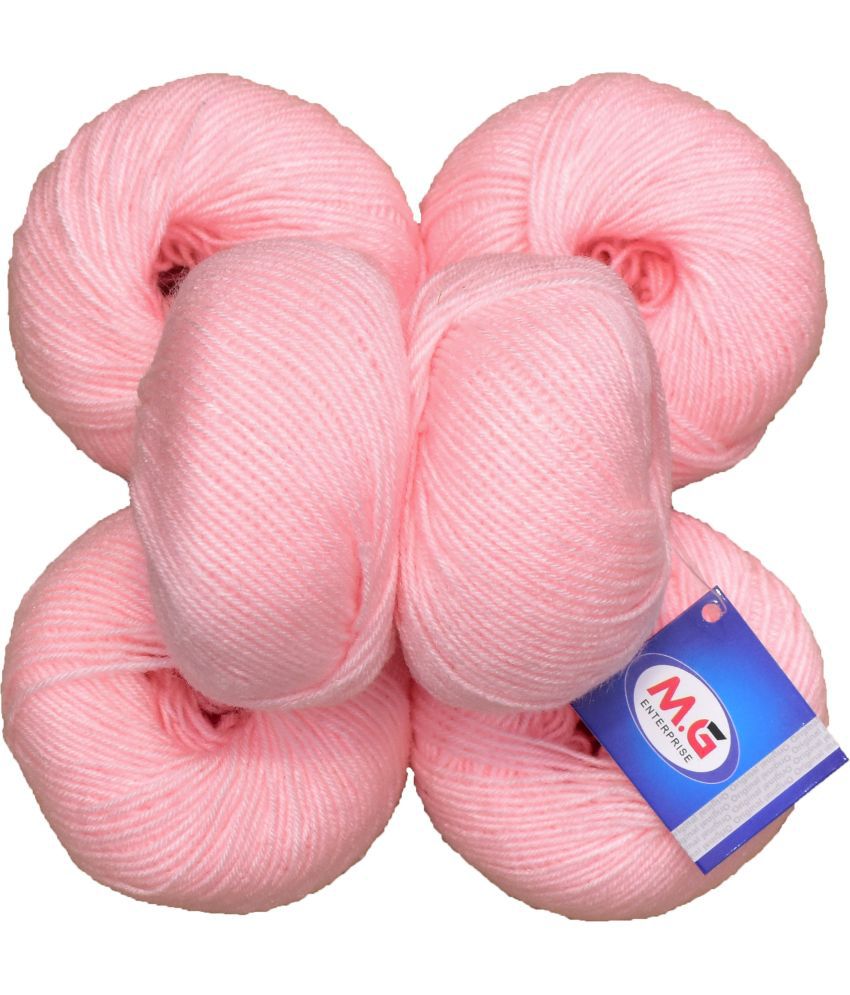     			100% Acrylic Wool Pink (6 pc) Baby Soft Wool Ball Hand Knitting Wool/Art Craft Soft Fingering Crochet Hook Yarn, Needle Knitting Yarn Thread Dyed