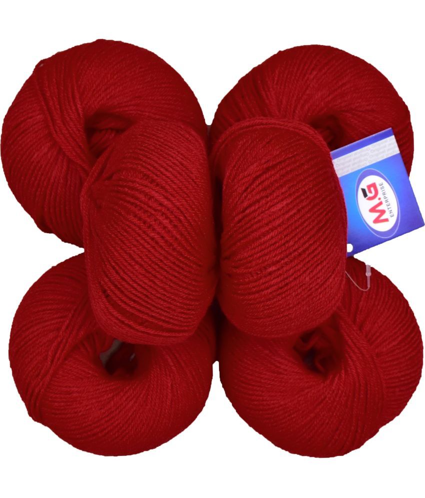     			100% Acrylic Wool Red (6 pc) Baby Soft Wool Ball Hand Knitting Wool/Art Craft Soft Fingering Crochet Hook Yarn, Needle Knitting Yarn Thread Dyed