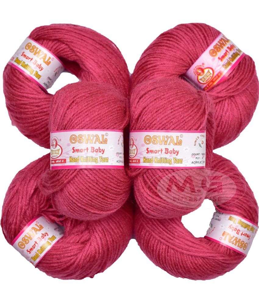     			100% Acrylic Wool Rosy (12 pc) Smart Baby 4 ply Wool Ball Hand Knitting Wool/Art Craft Soft Fingering Crochet Hook Yarn, Needle Knitting Yarn Thread Dyed