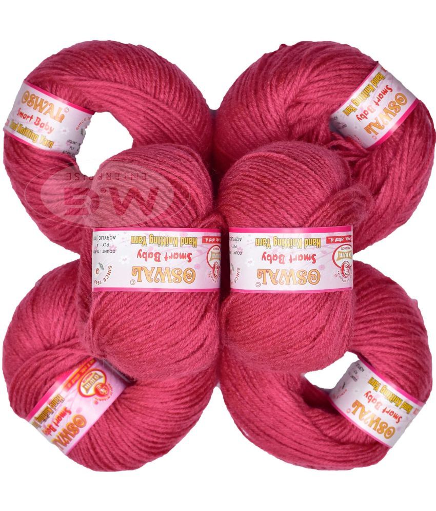     			100% Acrylic Wool Rosy (8 pc) Smart Baby 4 ply Wool Ball Hand Knitting Wool/Art Craft Soft Fingering Crochet Hook Yarn, Needle Knitting Yarn Thread Dyed