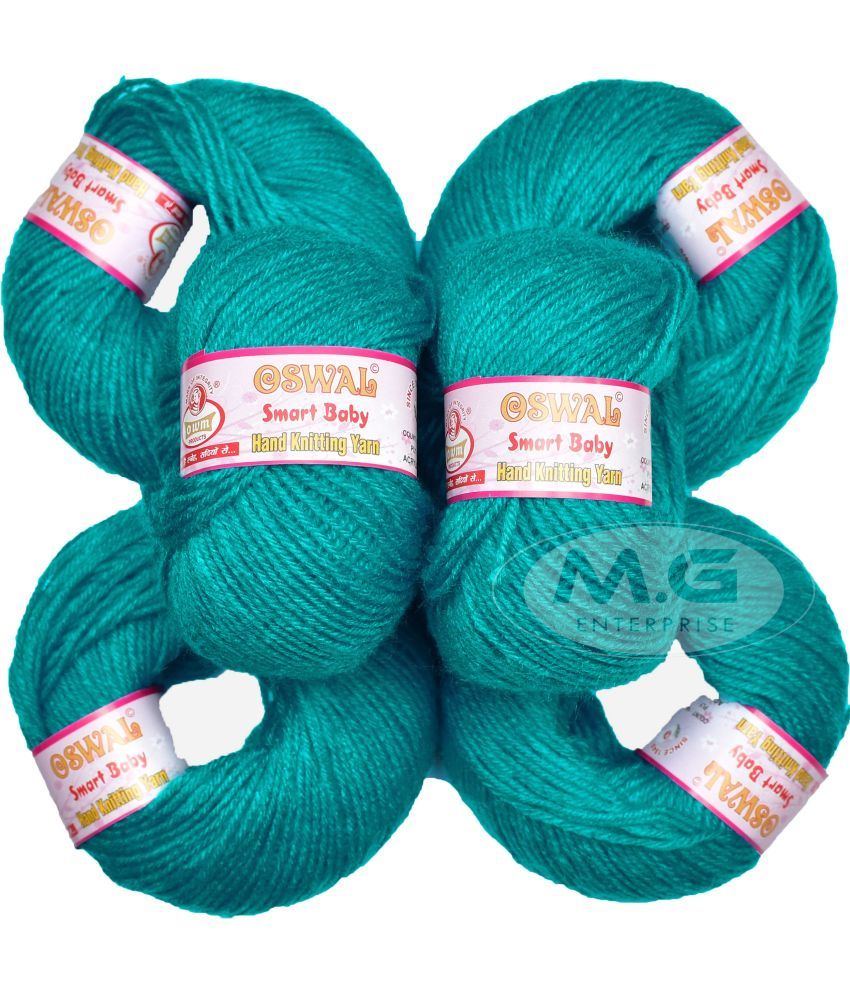     			100% Acrylic Wool Teal (14 pc) Smart Baby 4 ply Wool Ball Hand Knitting Wool/Art Craft Soft Fingering Crochet Hook Yarn, Needle Knitting Yarn Thread Dyed