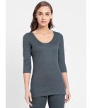 Jockey 2503 Women Super Combed Cotton Rich Three Quarter Sleeve Thermal Top - Charcoal Melange