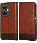 NBOX Brown Flip Cover Leather Compatible For Oneplus Nord CE 3 Lite 5G ( Pack of 1 )