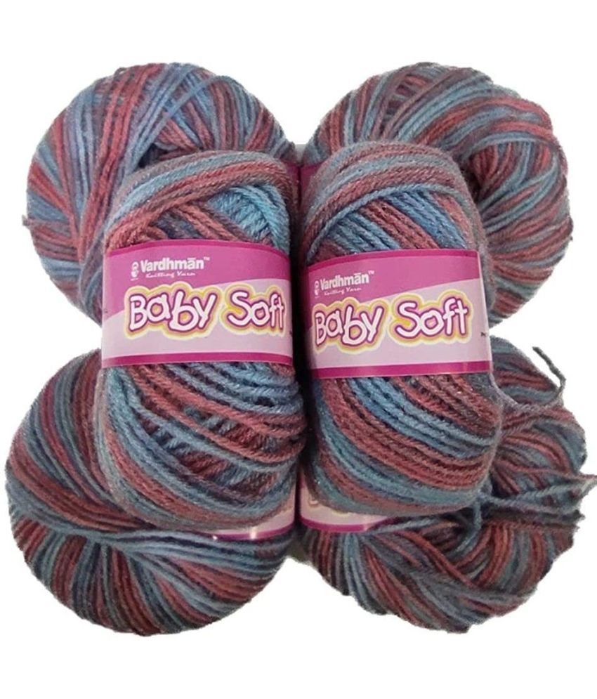     			Baby Soft Wool Hand Knitting Fingering Crochet Hook Yarn (Multi Rowan) (Multi, 6)