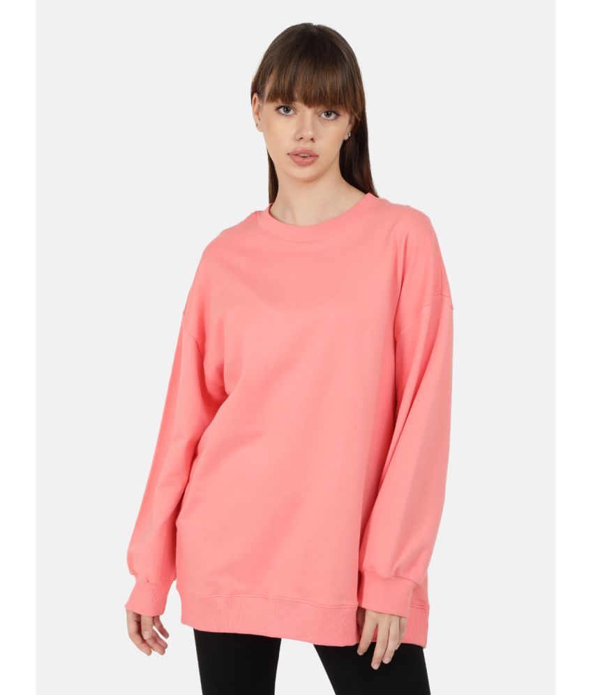     			Bene Kleed Women Round Neck Oversize Pure Cotton Pullover Sweatshirt