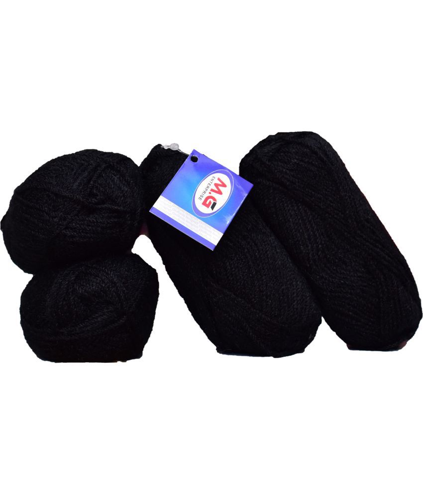     			Blooming Star Black (400 gm)  Wool Ball 50 gm each Hand knitting wool / Art Craft soft fingering crochet hook yarn, needle knitting yarn thread dyed