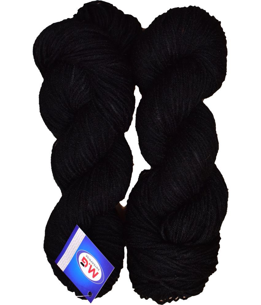     			Brilon Black  (400 gm)  Wool Hank Hand knitting wool / Art Craft soft fingering crochet hook yarn, needle knitting yarn thread dyed.