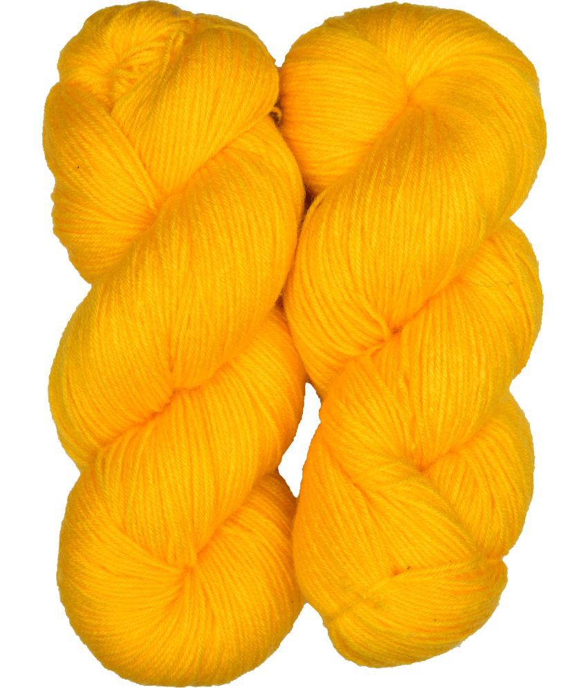     			Brilon Yellow (200 gm)  Wool Hank Hand knitting wool / Art Craft soft fingering crochet hook yarn, needle knitting yarn thread dye E FG