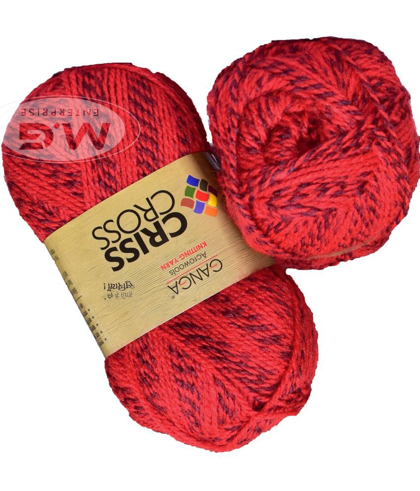     			Criss Cross Red (300 gm)  Wool Ball Hand knitting wool / Art Craft soft fingering crochet hook yarn, needle knitting yarn thread dye A BD