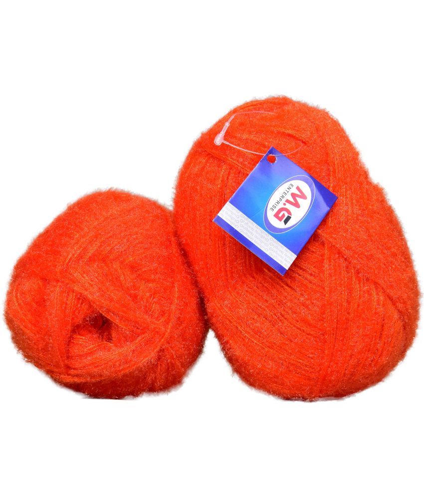     			Feather Orange (400 gm)  Wool Ball 100 gm each 400 gm total Hand knitting wool / Art Craft soft fingering crochet hook yarn, needle knitting yarn thread dyed