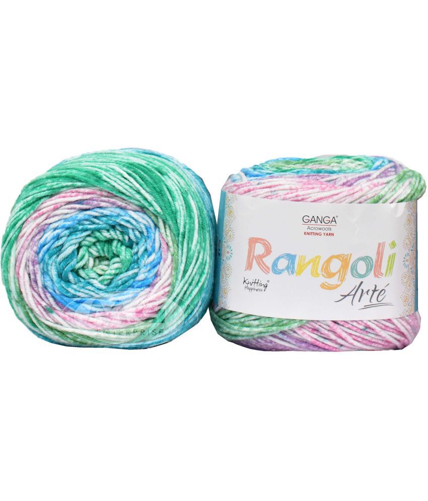     			GAN GA Rangoli Arte  Multi Teal 200 gmsWool Ball Hand knitting wool O Art-AEHE