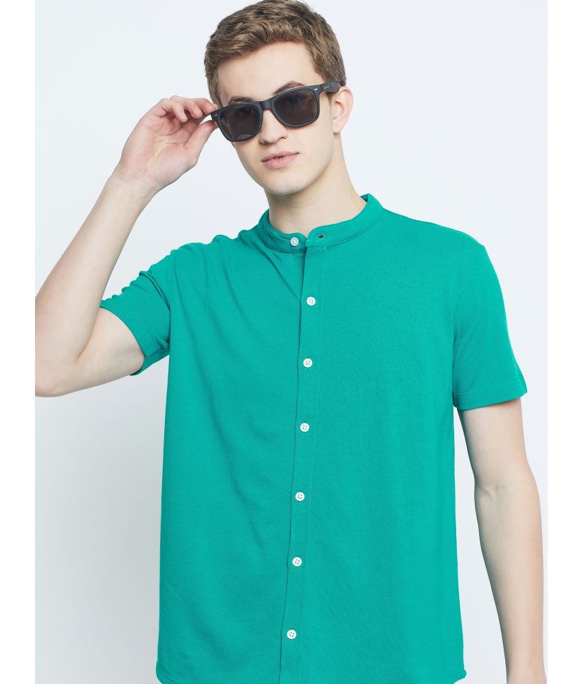     			GET GOLF Cotton Blend Regular Fit Solids Half Sleeves Men's Casual Shirt - Green ( Pack of 1 )