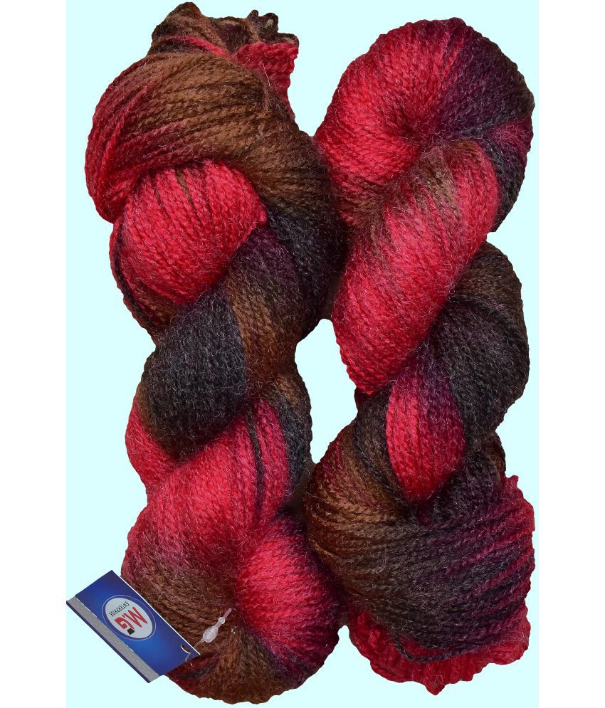     			Glow Red Black (200 gm)  Wool Hank Hand knitting wool / Art Craft soft fingering crochet hook yarn, needle knitting yarn thread dyed.