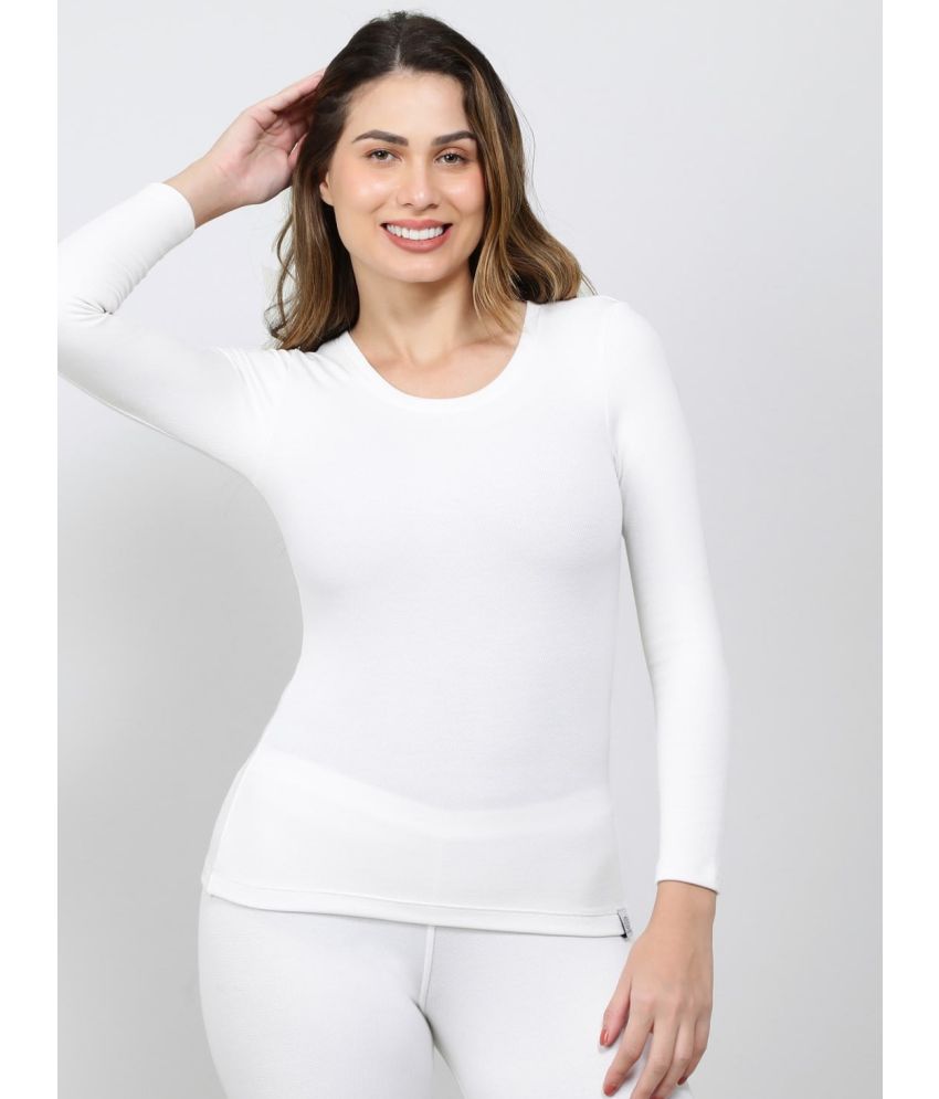     			Jockey 2540 Women Soft Touch Microfiber Elastane Fleece Fabric Thermal Top - Light Bright White