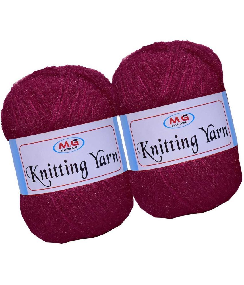     			Knitting Wool Yarn, Soft Fancy Feather Wool  Deep Rose 500 gm- Art-HFF