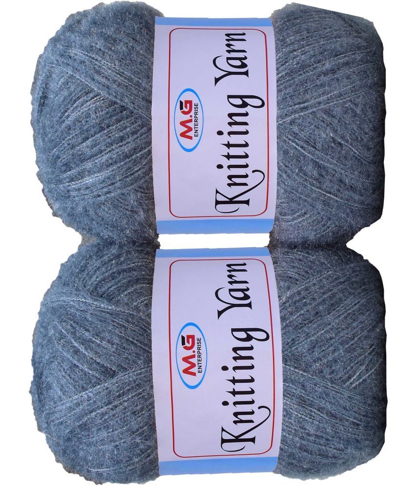     			Knitting Wool Yarn, Soft Fancy Feather Wool  Deep Steel 300 gm- Art-ACFJ