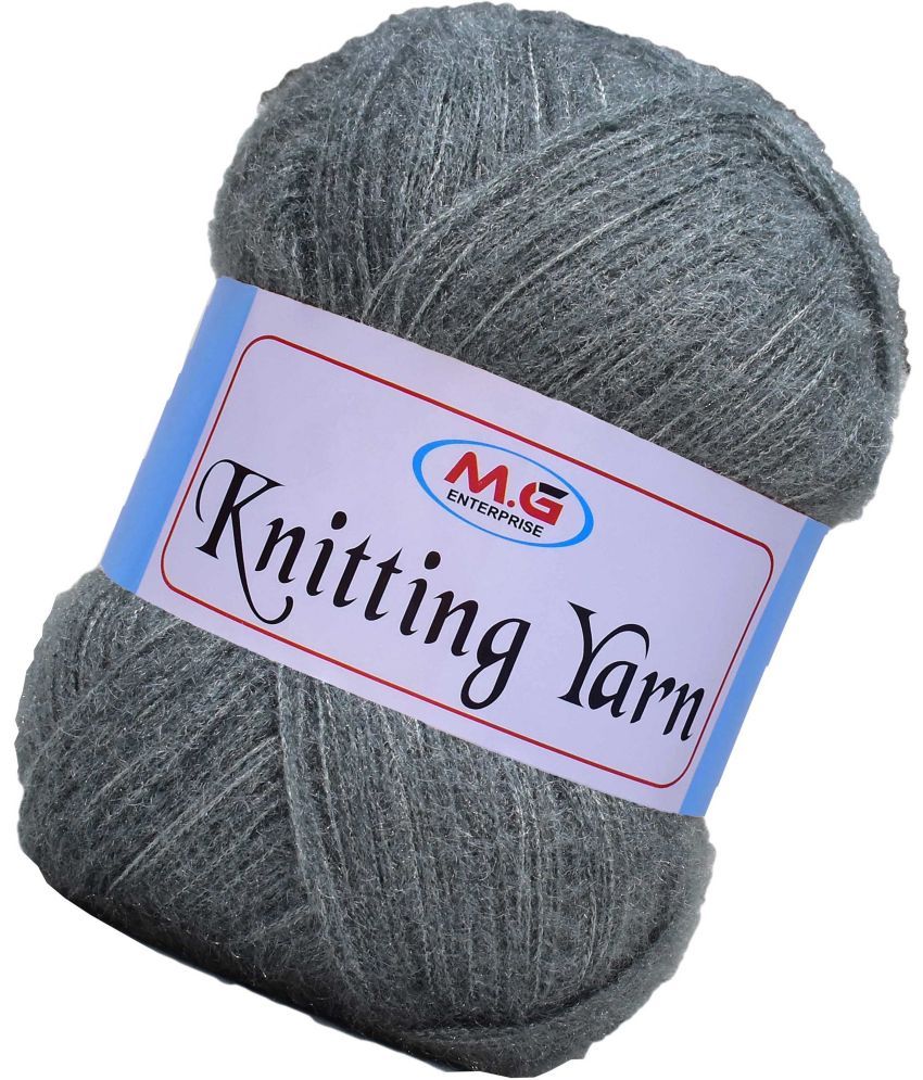     			Knitting Wool Yarn, Soft Fancy Feather Wool  Mouse Grey 400 gm- Art-ACFB