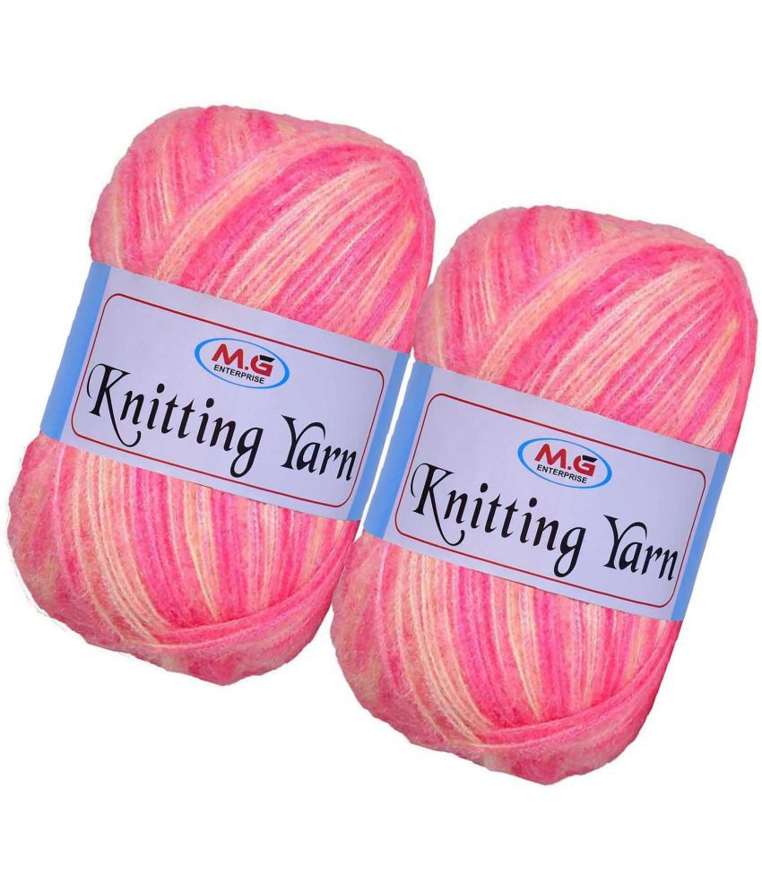     			Knitting Wool Yarn, Soft Fancy Feather Wool  Multi Strawberry 400 gm- Art-HDE