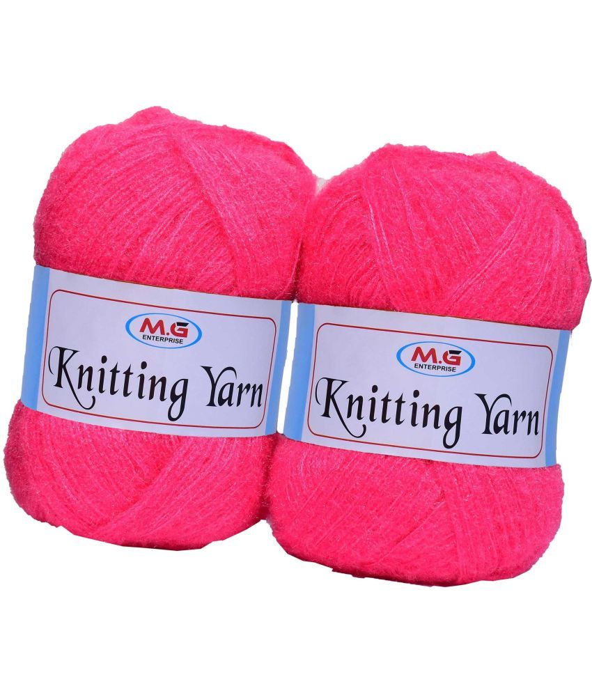     			Knitting Wool Yarn, Soft Fancy Feather Wool  Rose 400 gm- Art-HEI