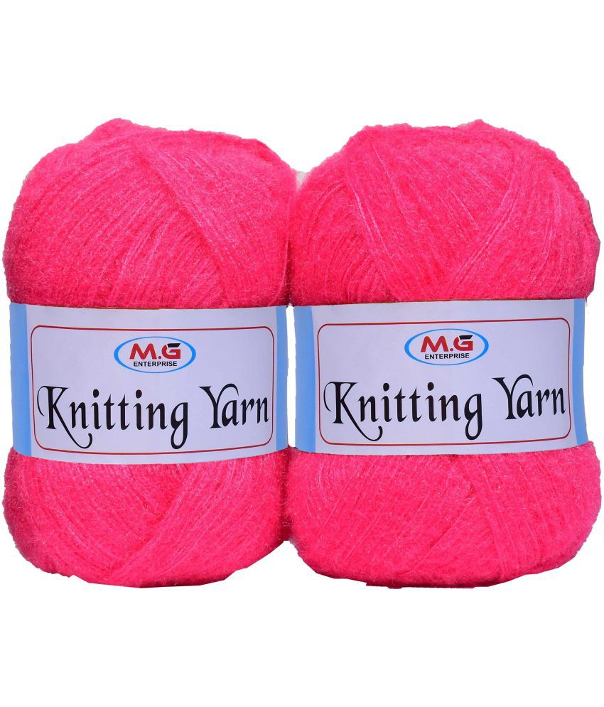     			Knitting Wool Yarn, Soft Fancy Feather Wool  Rose 200 gm- Art-HEI