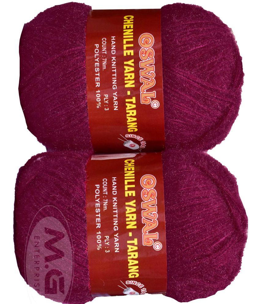     			Knitting Wool Yarn, Soft Tarang Feather Wool Ball Deep Rose 200 gm  Best Used with Knitting Needles, Soft Tarang Wool Crochet NeedlesWool Yarn for Knitting