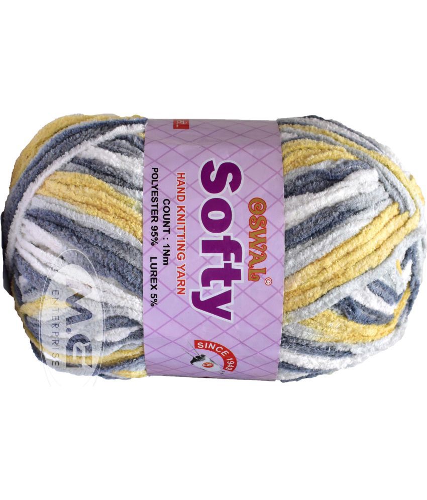     			Knitting Yarn Thick Chunky Wool, Softy Yellow Grey WL 150 gm  Best Used with Knitting Needles, Crochet Needles Wool Yarn for Knitting