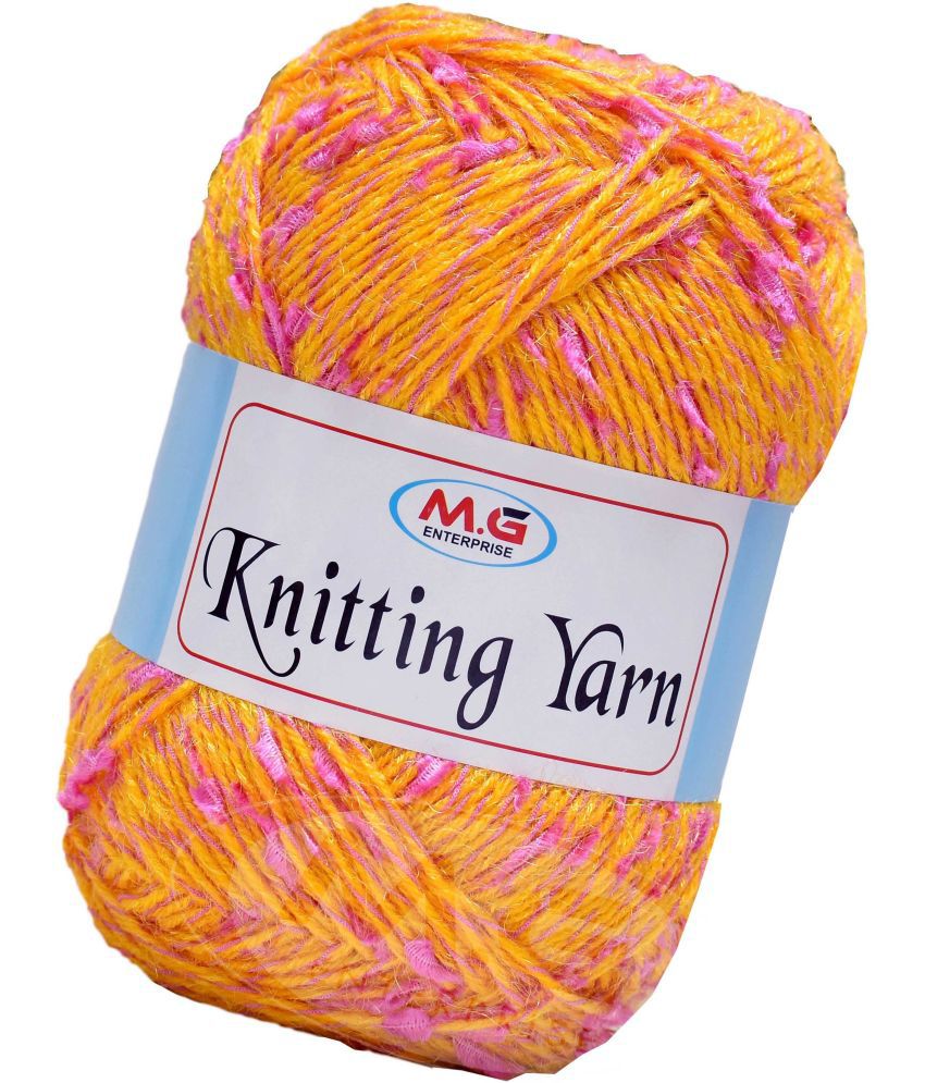     			Knitting Yarn Thick Chunky Wool  Yellow pink 400 gm Knitting Needles. Art-IJA