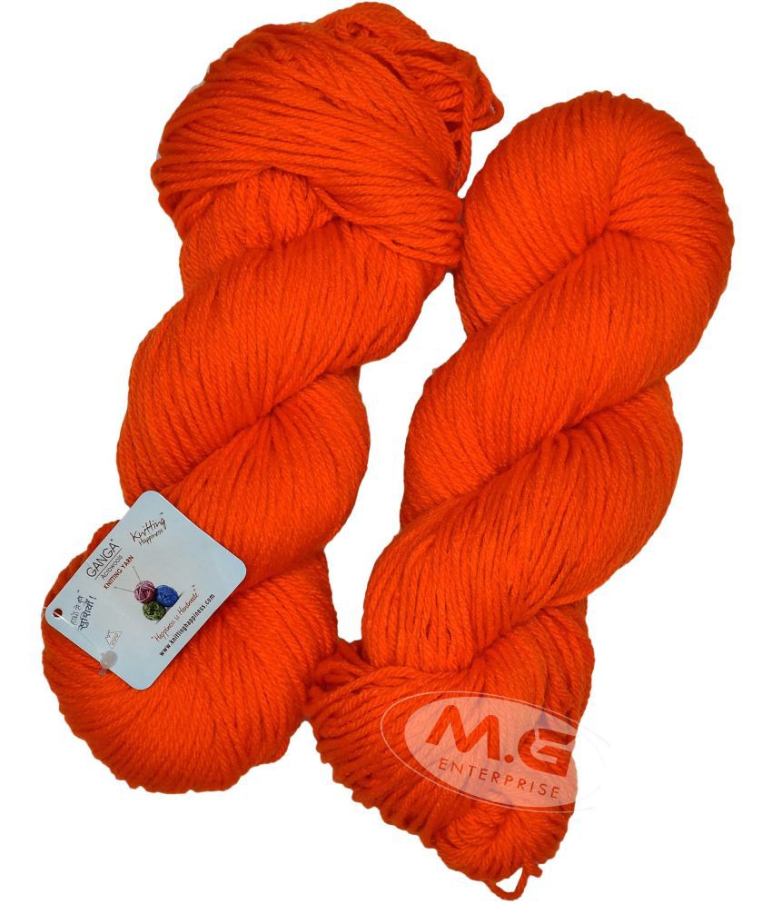     			Knitting Yarn Wool Li  Orange 400 gms Best Used with Knitting Needles- Art-BG