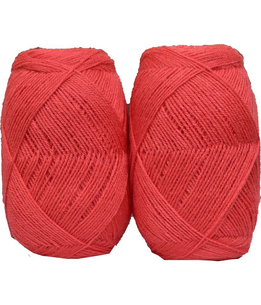     			Light Red (600 gm)  Wool Ball Hand knitting wool / Art Craft soft fingering crochet hook yarn, needle knitting yarn thread dyed FJP
