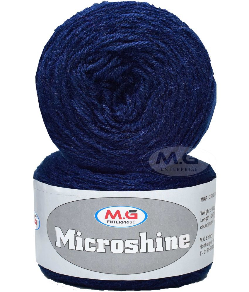     			Microshine Navy (300 gm)  Wool Hank Hand knitting wool / Art Craft soft fingering crochet hook yarn, needle knitting yarn thread dye   SM- SM-P