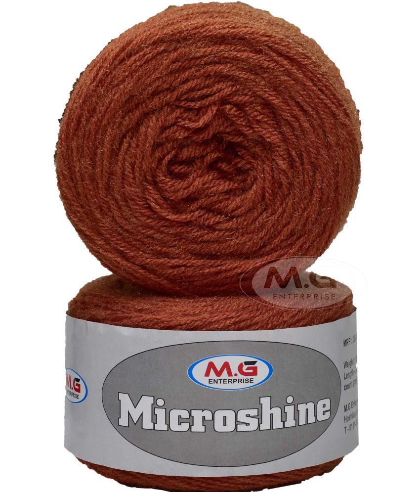     			Microshine Rust (300 gm)  Wool Hank Hand knitting wool / Art Craft soft fingering crochet hook yarn, needle knitting yarn thread dye M EA