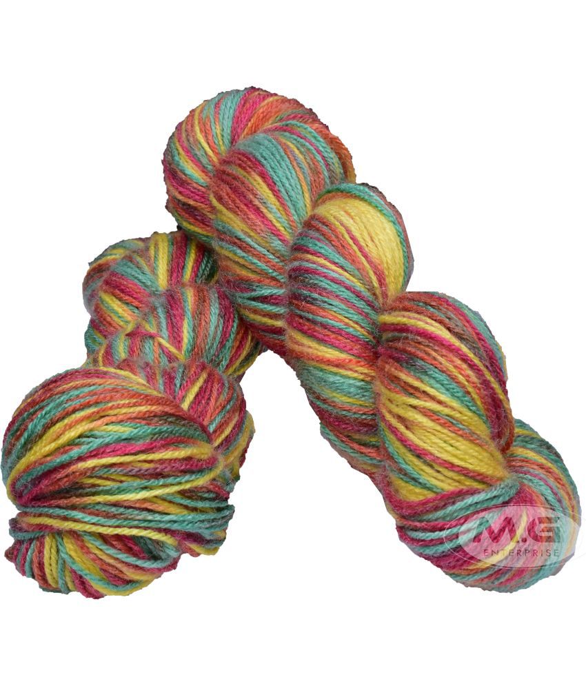     			Mircorangoli  Multi Berry (200 gm)  Wool Hank Hand knitting wool / Art Craft soft fingering crochet hook yarn, needle knitting yarn thread dyed