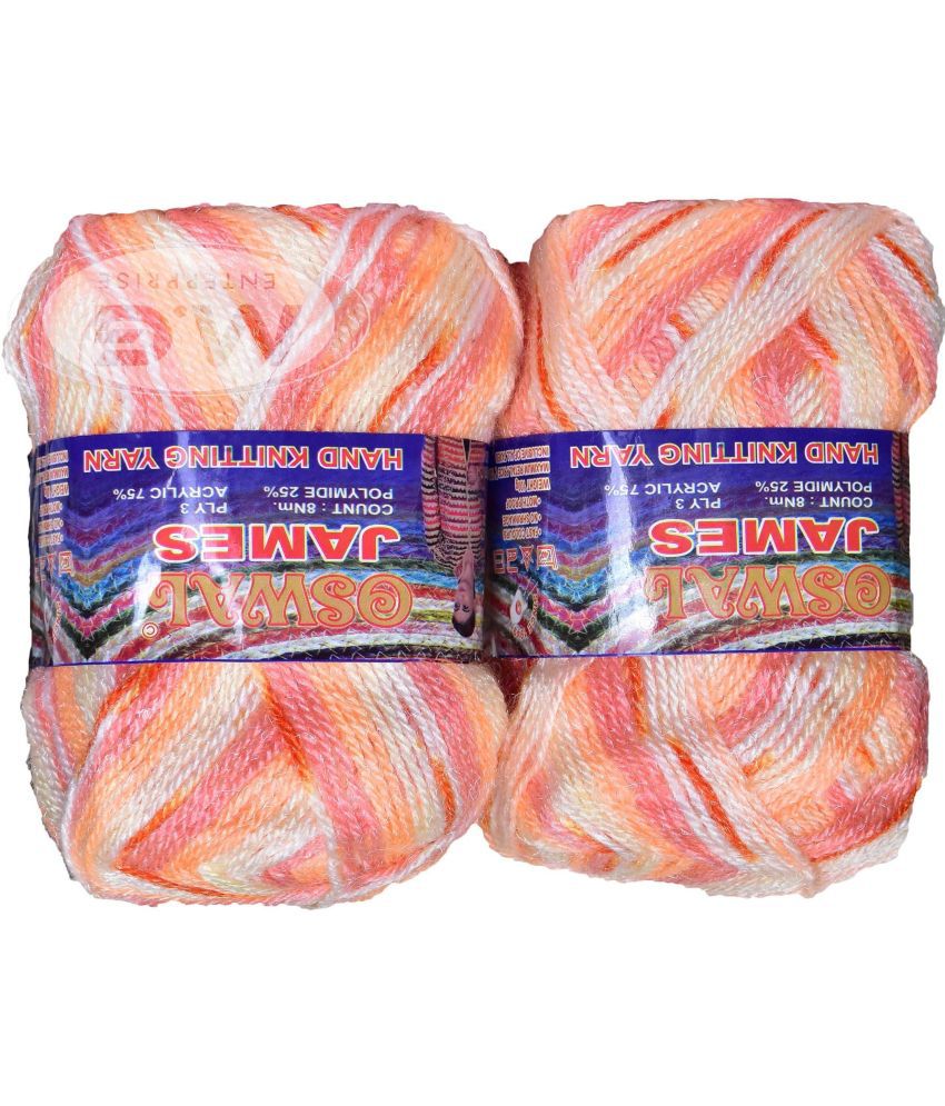    			Oswal James Knitting  Yarn Wool, Peach Mix Ball 300 gm  Best Used with Knitting Needles, Crochet Needles  Wool Yarn for Knitting. By Oswa Q RB