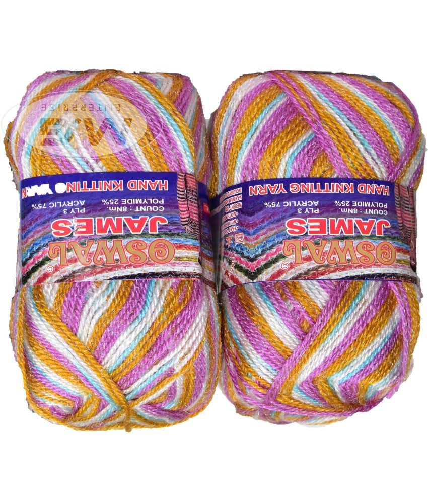     			Oswal James Knitting  Yarn Wool, Purple Mix Ball 300 gm  Best Used with Knitting Needles, Crochet Needles  Wool Yarn for Knitting. By Oswa W XB