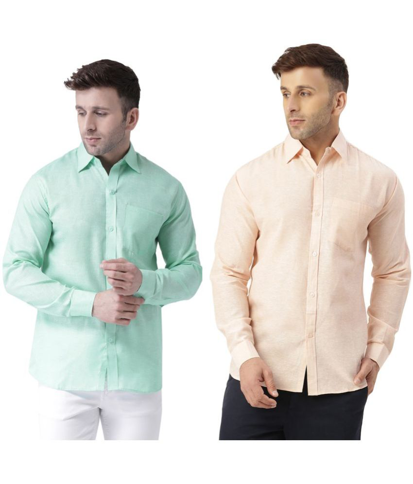     			RIAG 100% Cotton Regular Fit Solids Full Sleeves Men's Casual Shirt - Peach ( Pack of 2 )