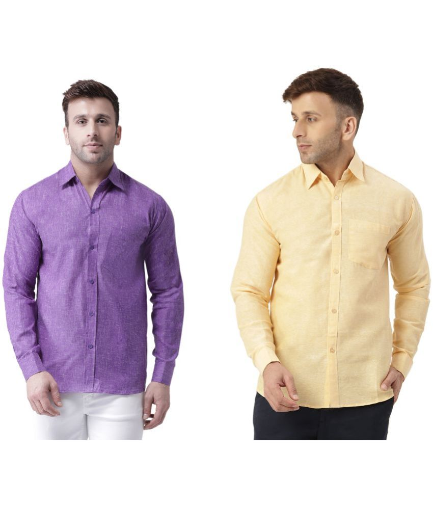     			RIAG 100% Cotton Regular Fit Self Design Full Sleeves Men's Casual Shirt - Peach ( Pack of 2 )