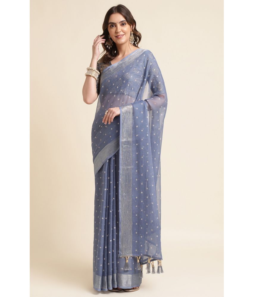     			Rekha Maniyar Chiffon Printed Saree With Blouse Piece - Grey ( Pack of 1 )