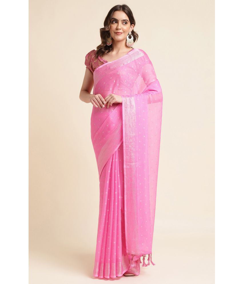     			Rekha Maniyar Chiffon Printed Saree With Blouse Piece - Pink ( Pack of 1 )