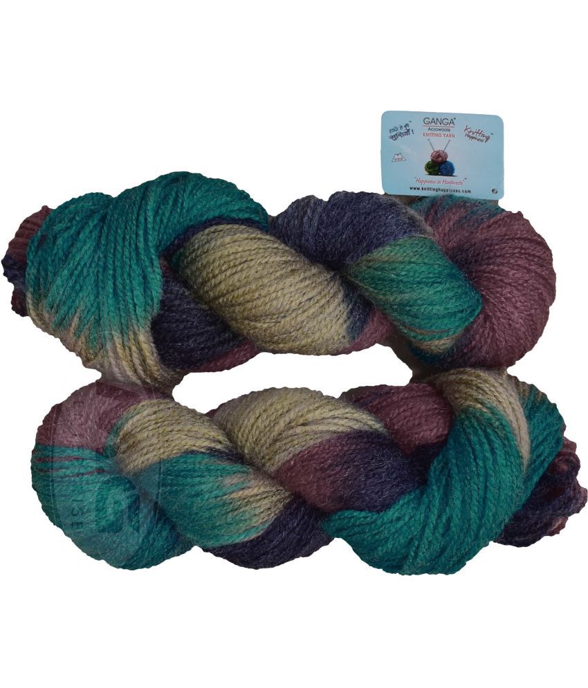     			Represents Ganga Glow Knitting Yarn Wool, Teal Mix  300 gm . Art-CJJ