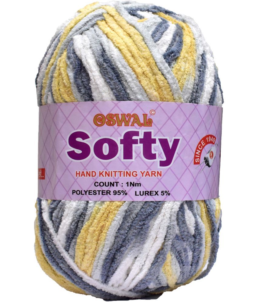     			Represents Oswal Knitting Yarn Thick Wool, Softy Yellow Grey 150 gm Art-GHC