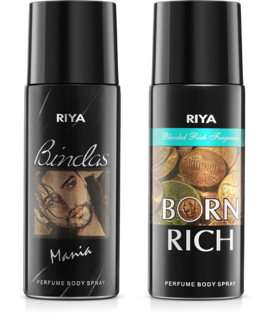     			Riya Bindas & Born Rich Perfume Body Spray for Men 150 ml ( Pack of 2 )