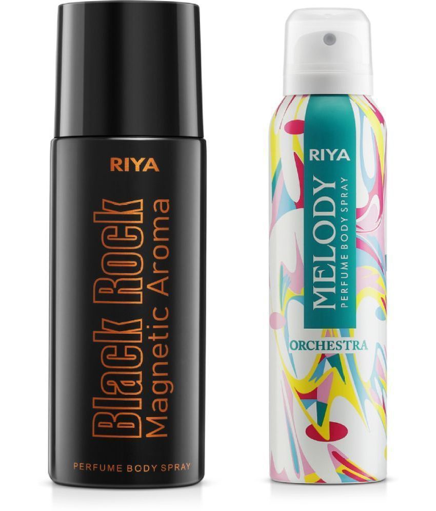     			Riya Black Rock & Melody Deodorant Spray & Perfume For Unisex 300 ( Pack of 2 )