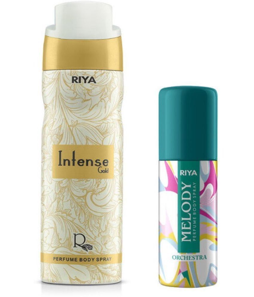     			Riya Intense Gold(200ml) & Melody(40ml) Perfume Body Spray for Unisex ( Pack of 2 )