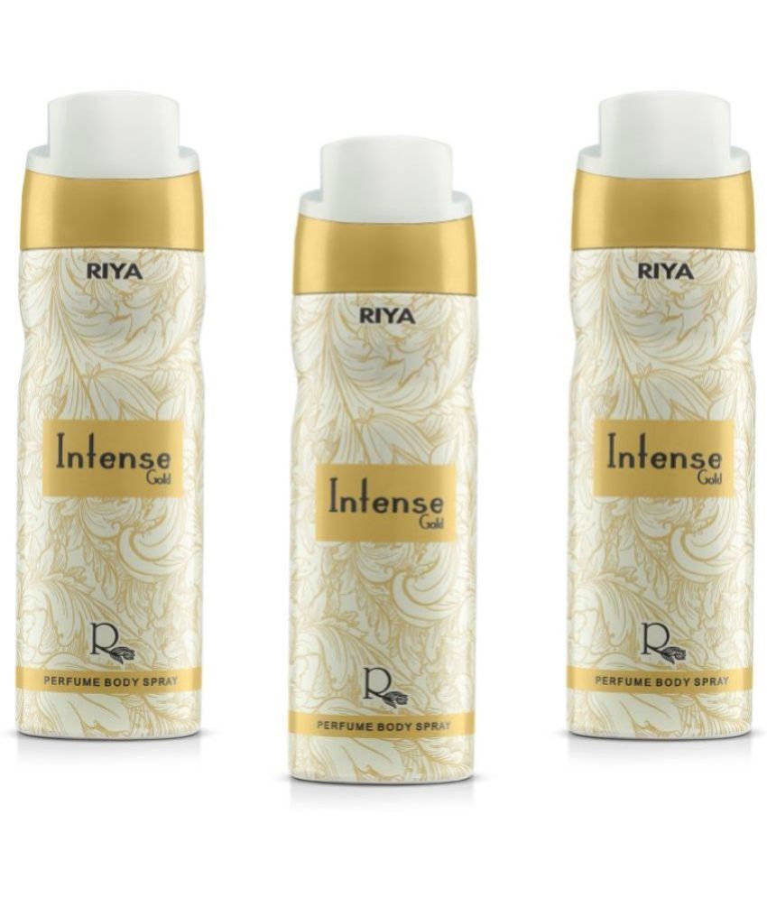    			Riya Intense Gold Perfume Body Spray for Unisex 200 ml ( Pack of 3 )