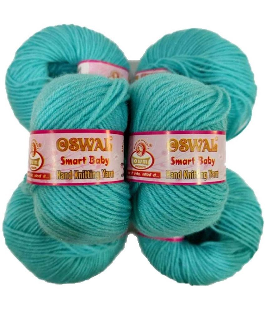     			Smart Baby Wool Hand Knitting Soft Fingering Crochet Hook Colour 6pcs (150gms) 25gm Each Ball Sky Blue Shade no.21