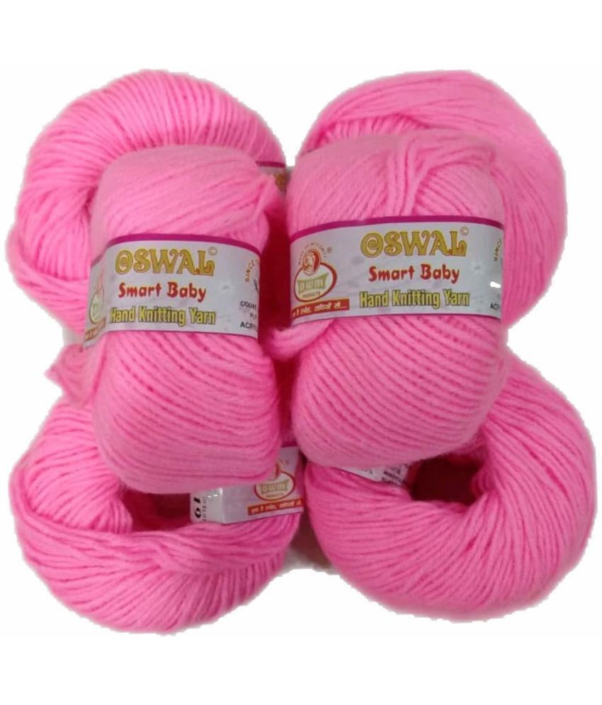     			Smart Baby Wool Hand Knitting Soft Fingering Crochet Hook Baby Pink (25 gm Each Ball) 6pcs (150gms)