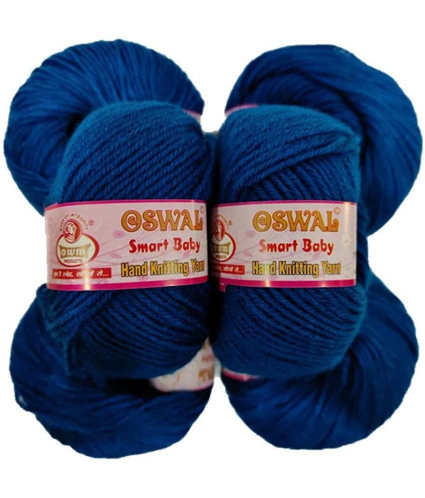     			Smart Baby Wool Hand Knitting Soft Fingering Crochet Hook Colour 10pcs (250gms) 25gm Each Ball Shade no.38 Dark Blue