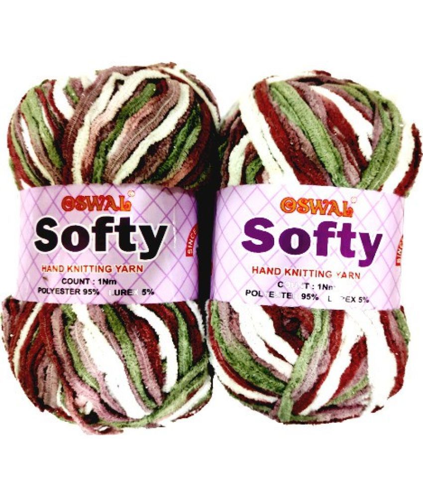     			Softy Thick Yarn Knitting Fingering Crochet Hook Shade No. 5, Multi-Color