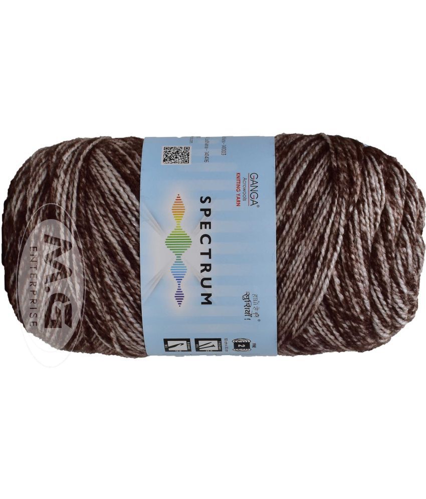     			Spectrum Carbon Brown Mix (300 gm)  Wool Ball Hand knitting wool / Art Craft soft fingering crochet hook yarn, needle knitting , With Needle.- F GH