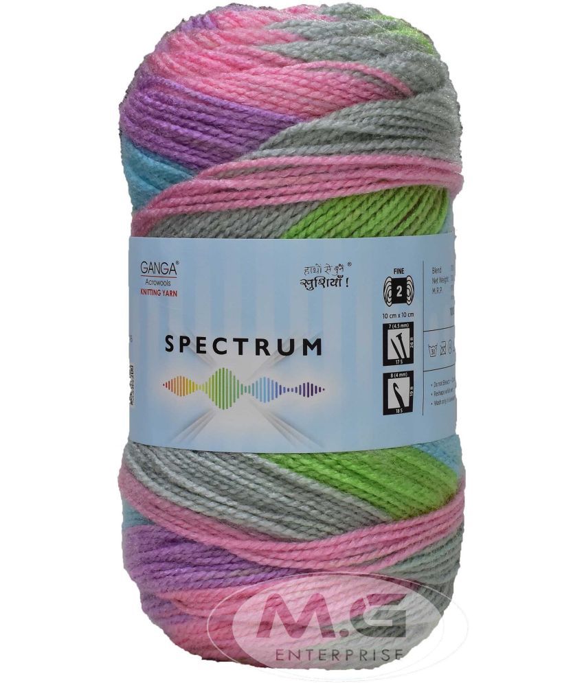     			Spectrum Pearl Green (500 gm)  Wool Ball Hand knitting wool / Art Craft soft fingering crochet hook yarn, needle knitting , With Needle.- L MF